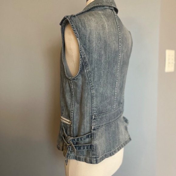 Rebecca Taylor Biker Moto Denim Vest Sleeveless Jacket Zipper Light Wash Gilet S - Picture 10 of 16